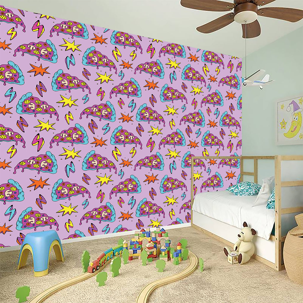 Psychedelic Pizza Pattern Print Wall Sticker