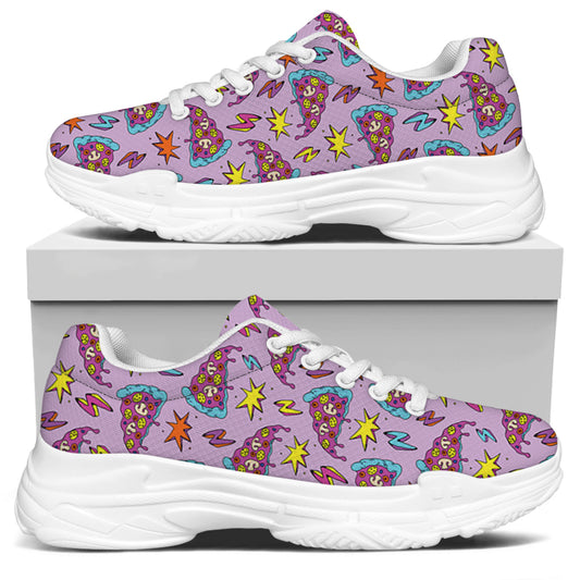 Psychedelic Pizza Pattern Print White Chunky Shoes