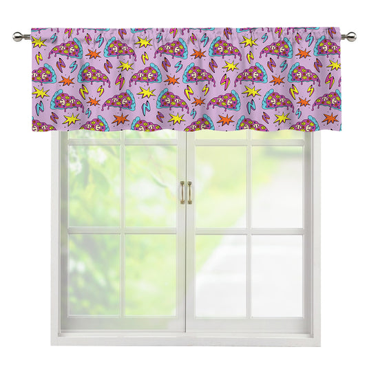 Psychedelic Pizza Pattern Print Window Valance
