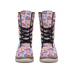 Psychedelic Pizza Pattern Print Winter Boots