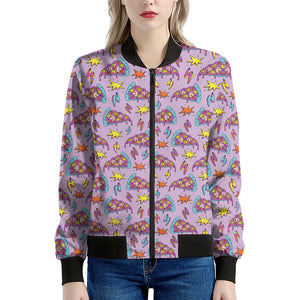 Psychedelic Pizza Pattern Print Women's Bomber Jacket