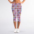 Psychedelic Pizza Pattern Print Women's Capri Leggings