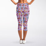 Psychedelic Pizza Pattern Print Women's Capri Leggings