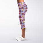 Psychedelic Pizza Pattern Print Women's Capri Leggings