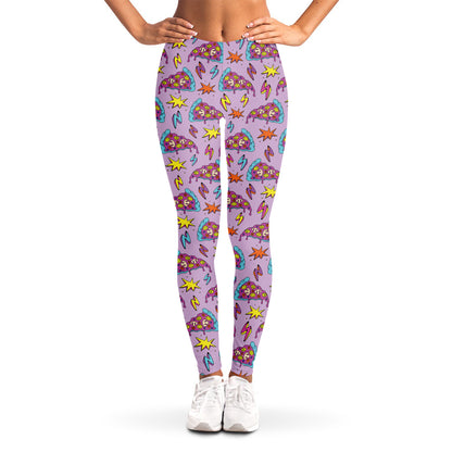 Psychedelic Pizza Pattern Print Women's Leggings