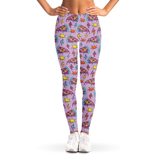 Psychedelic Pizza Pattern Print Women's Leggings