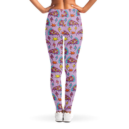 Psychedelic Pizza Pattern Print Women's Leggings