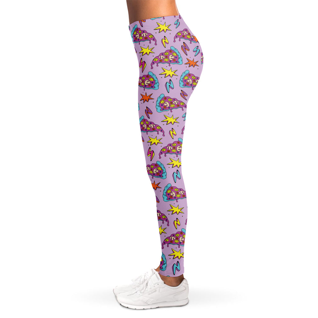 Psychedelic Pizza Pattern Print Women's Leggings