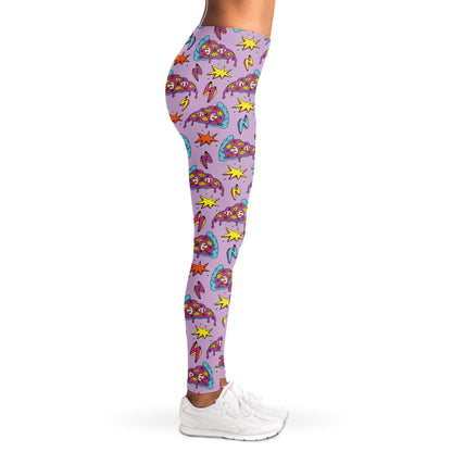 Psychedelic Pizza Pattern Print Women's Leggings