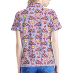 Psychedelic Pizza Pattern Print Women's Polo Shirt