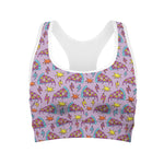 Psychedelic Pizza Pattern Print Women's Sports Bra