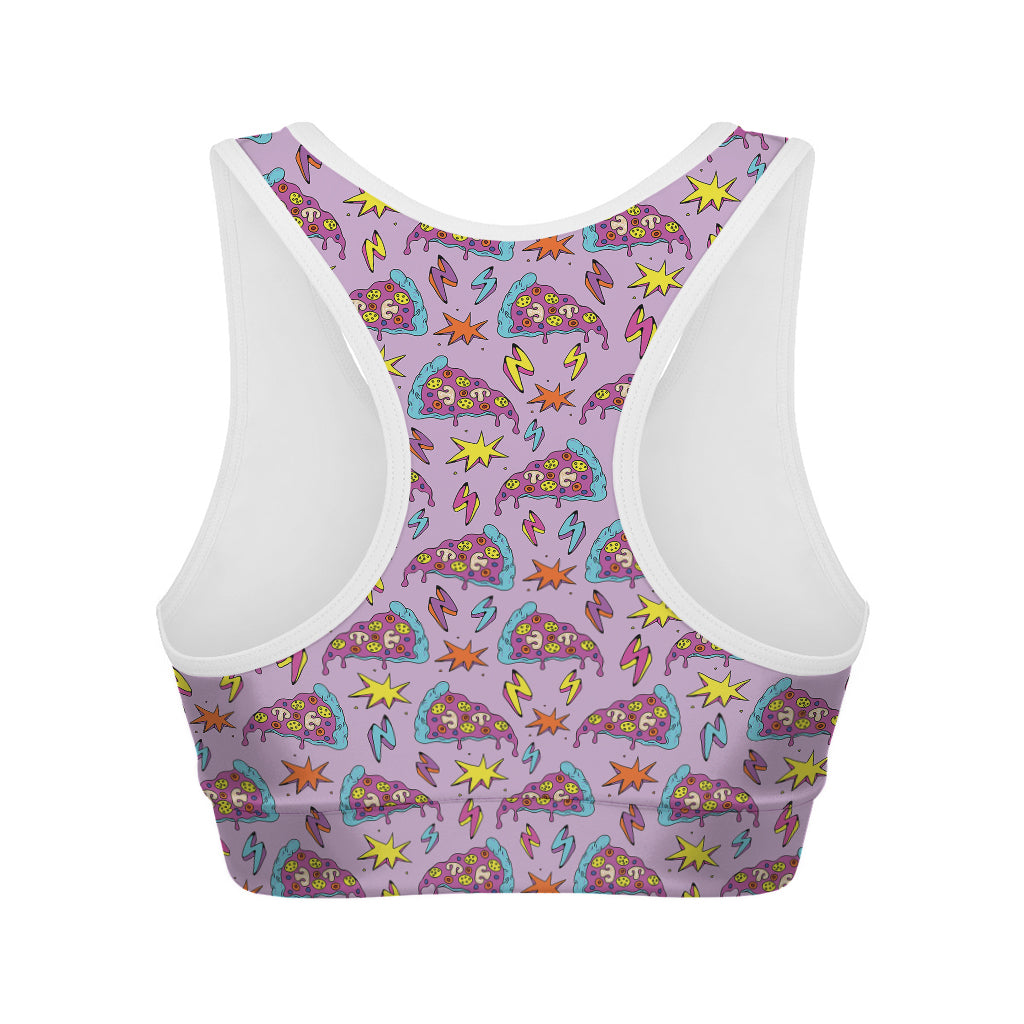 Psychedelic Pizza Pattern Print Women's Sports Bra