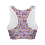 Psychedelic Pizza Pattern Print Women's Sports Bra