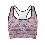 Psychedelic Pizza Pattern Print Women's Sports Bra