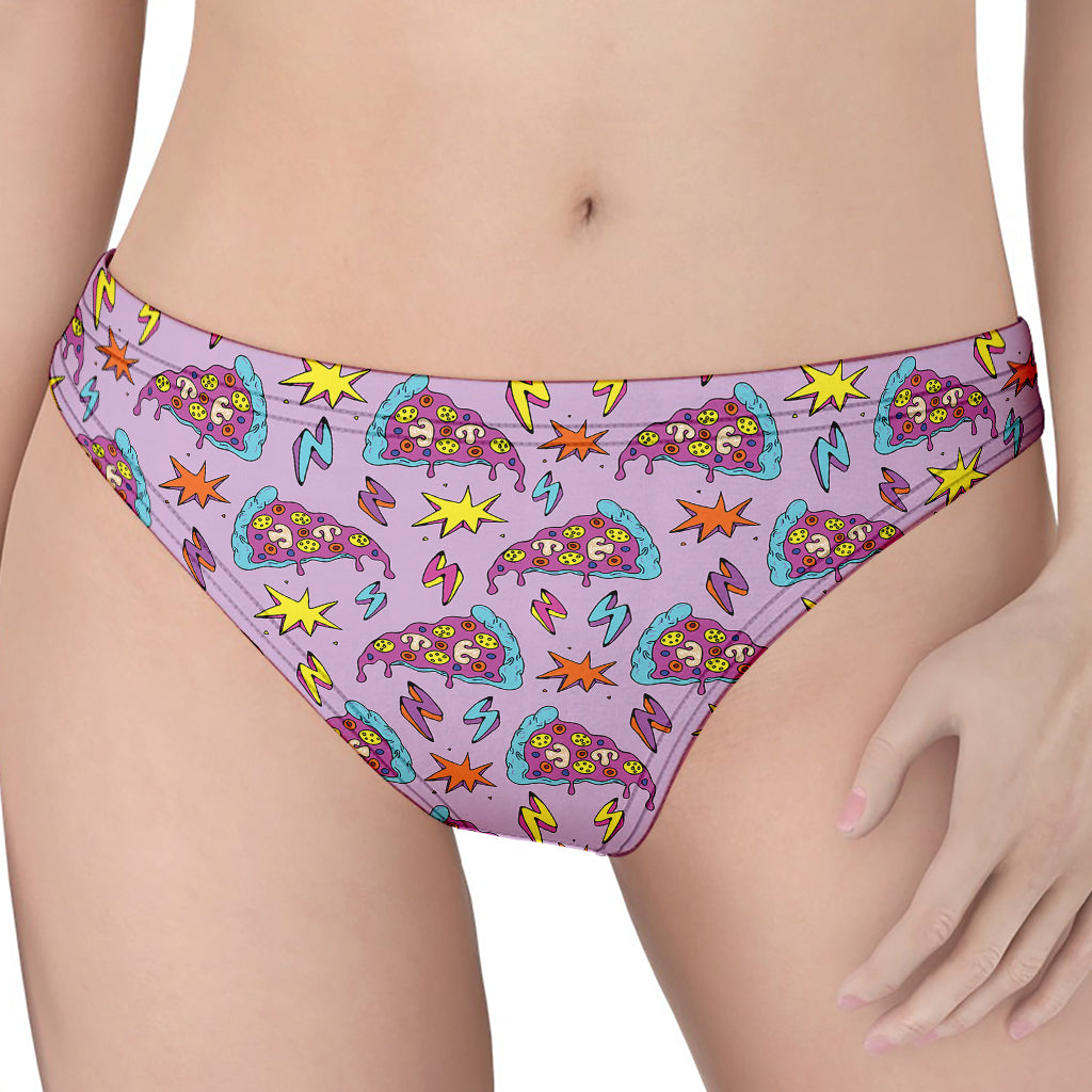 Psychedelic Pizza Pattern Print Women's Thong