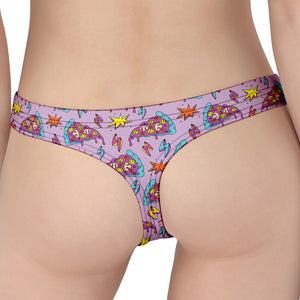 Psychedelic Pizza Pattern Print Women's Thong