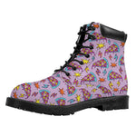 Psychedelic Pizza Pattern Print Work Boots