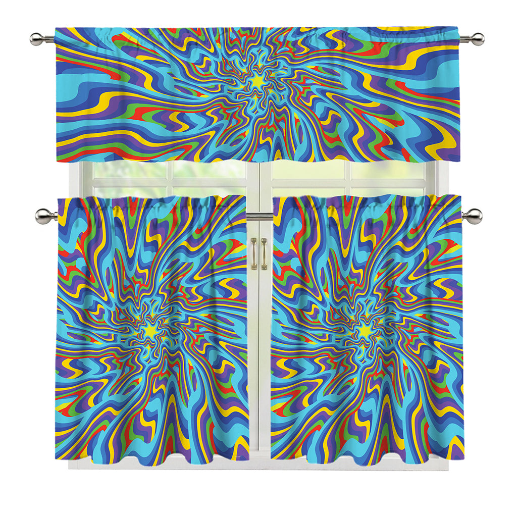 Psychedelic Print 3 Piece Kitchen Curtains
