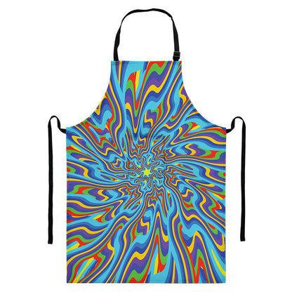 Psychedelic Print Bib Apron With Pocket