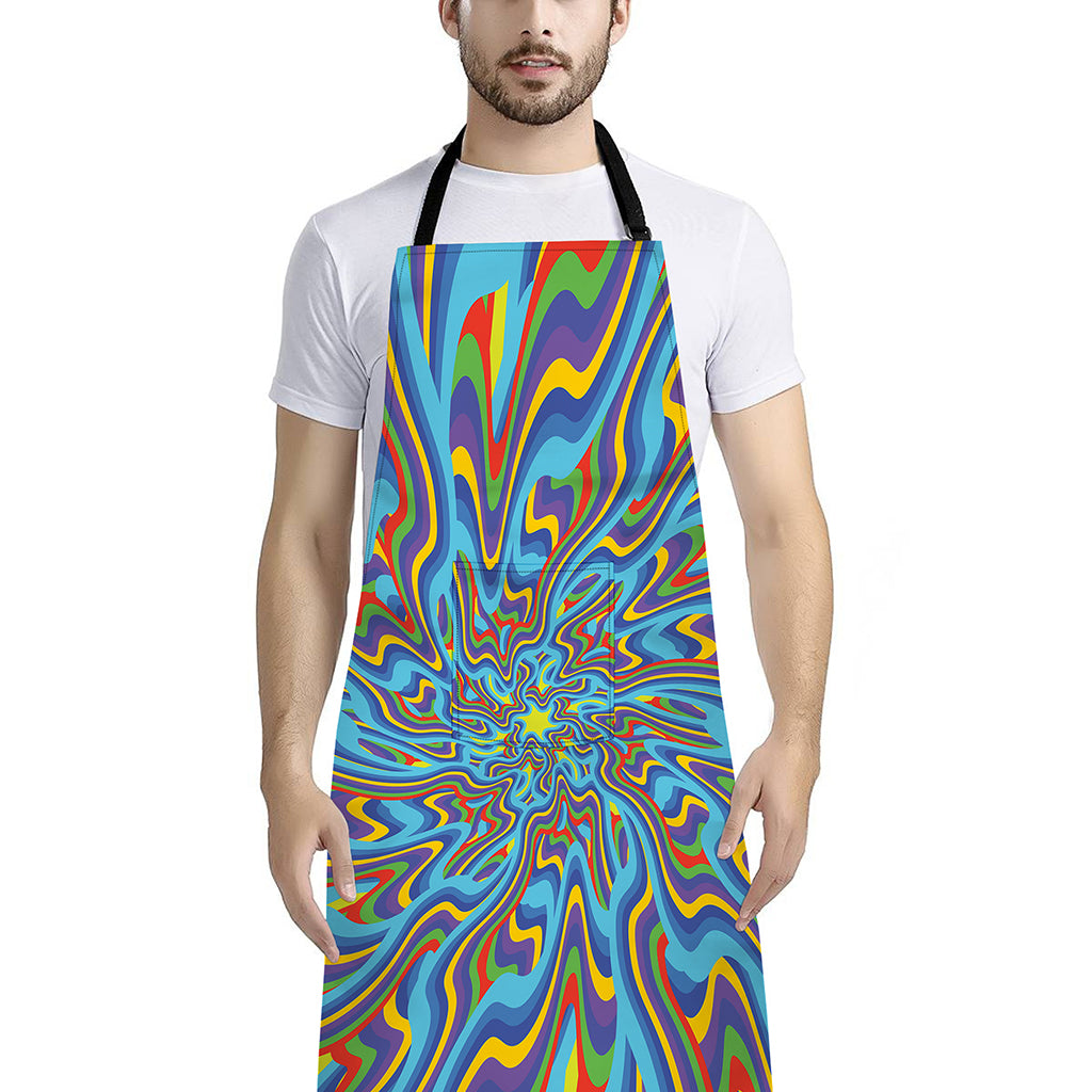 Psychedelic Print Bib Apron With Pocket