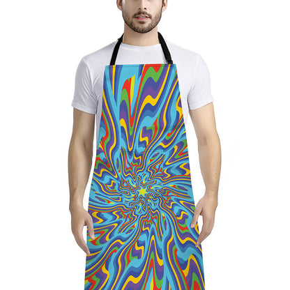 Psychedelic Print Bib Apron With Pocket