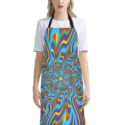 Psychedelic Print Bib Apron With Pocket