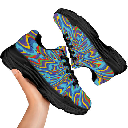 Psychedelic Print Black Chunky Shoes