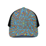 Psychedelic Print Black Mesh Trucker Cap