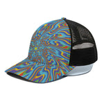 Psychedelic Print Black Mesh Trucker Cap