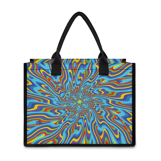Psychedelic Print Canvas Tote Bag