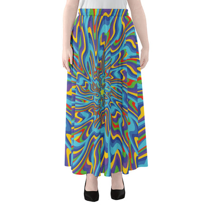 Psychedelic Print Chiffon Maxi Skirt