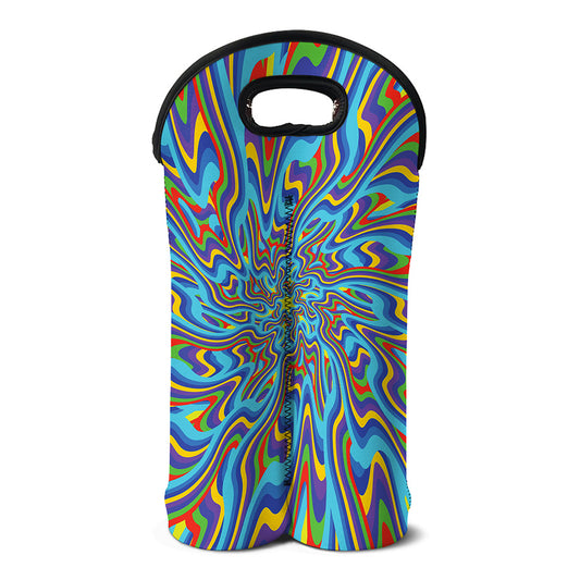 Psychedelic Print Double Neoprene Wine Tote