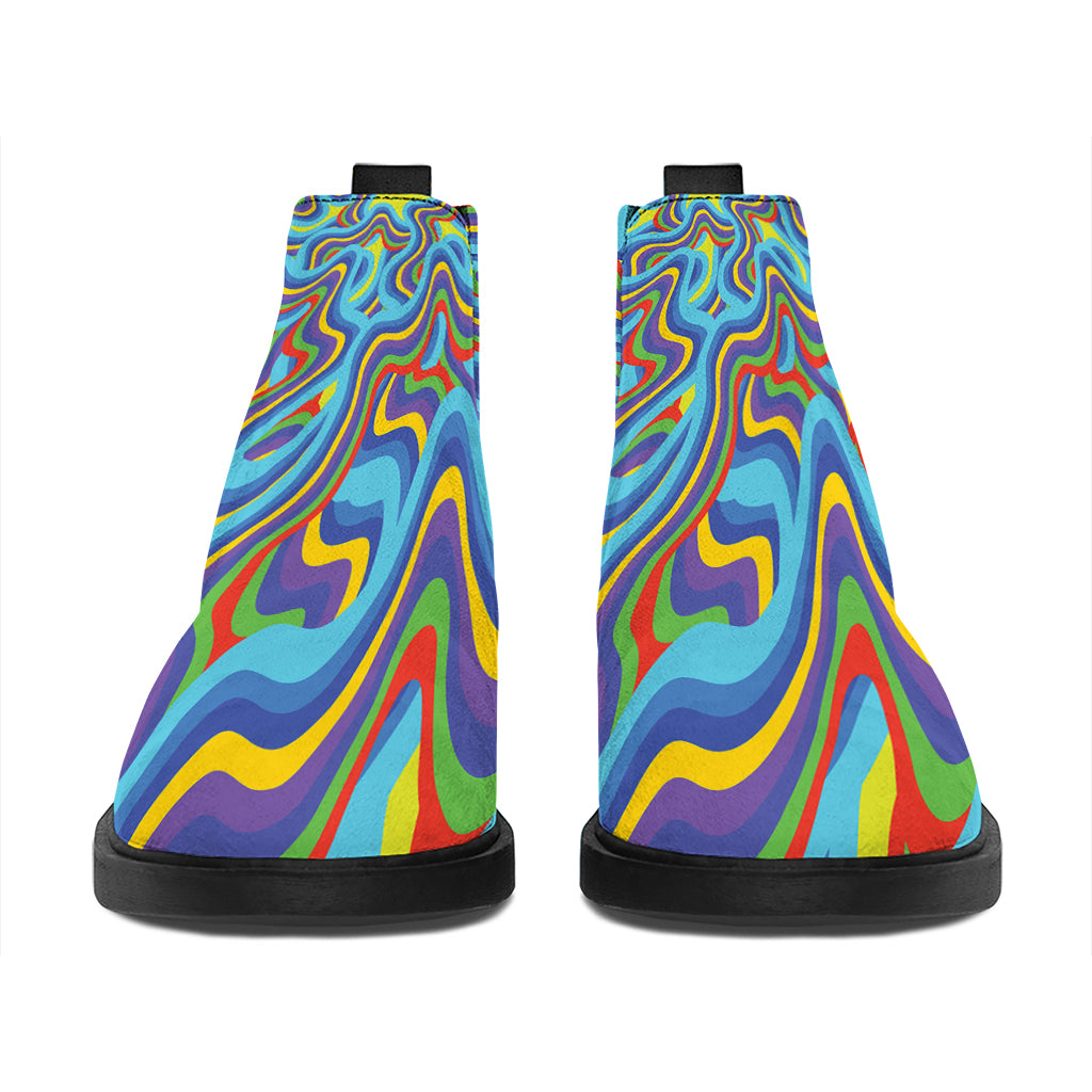 Psychedelic Print Flat Ankle Boots