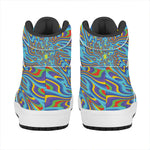 Psychedelic Print High Top Leather Sneakers