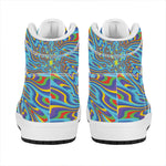 Psychedelic Print High Top Leather Sneakers