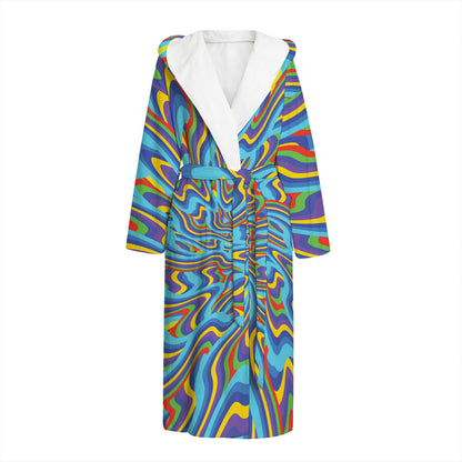 Psychedelic Print Hooded Bathrobe