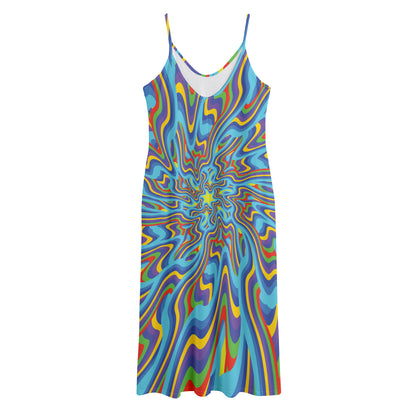 Psychedelic Print Jersey Midi Cami Dress