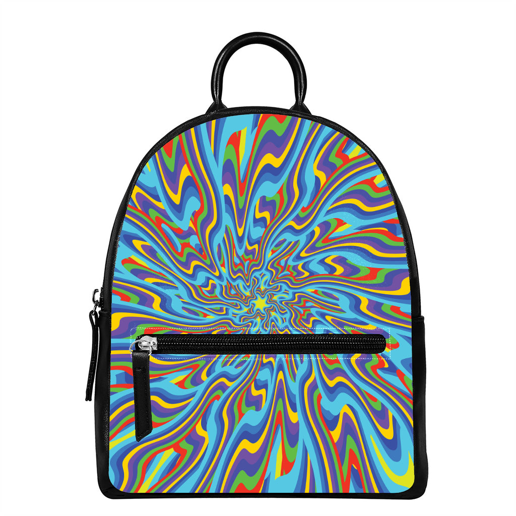 Psychedelic Print Leather Backpack