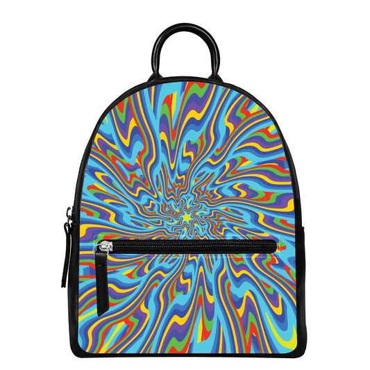Psychedelic Print Leather Backpack
