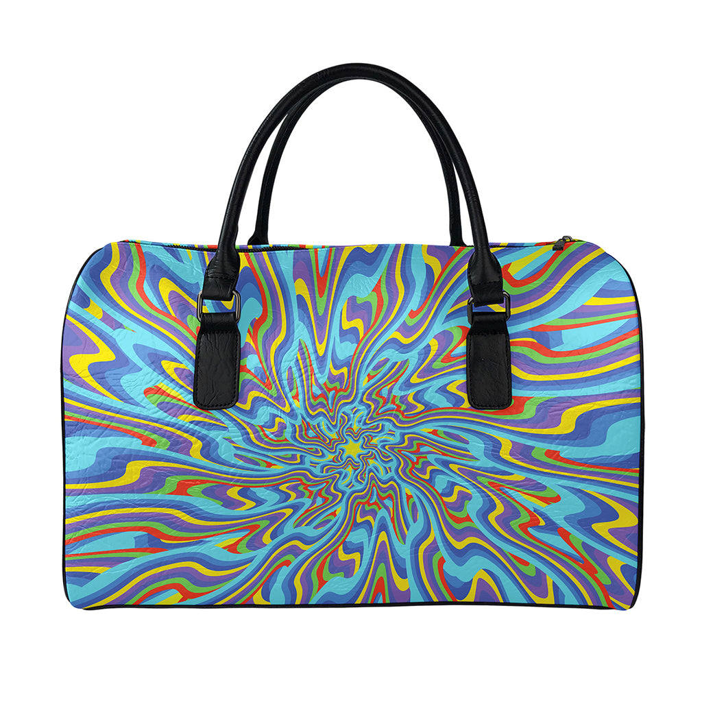 Psychedelic Print Leather Duffle Bag