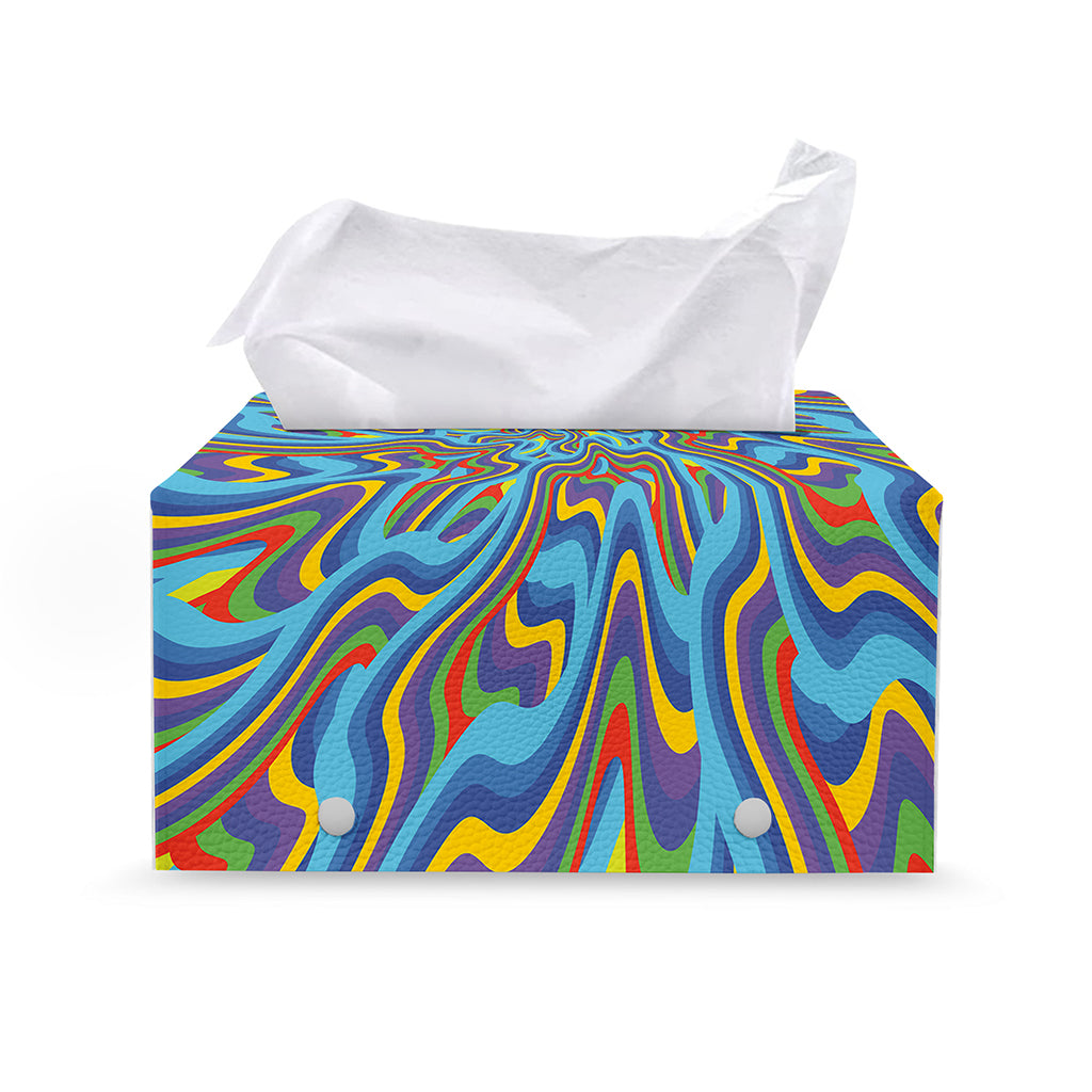 Psychedelic Print Leather Tissue Box Cover