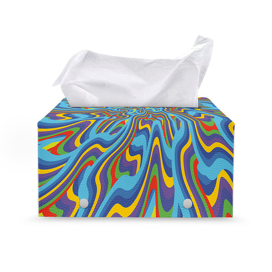 Psychedelic Print Leather Tissue Box Cover