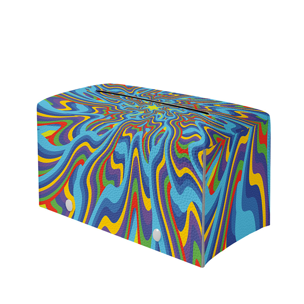 Psychedelic Print Leather Tissue Box Cover