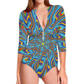 Psychedelic Print Long Sleeve Swimsuit