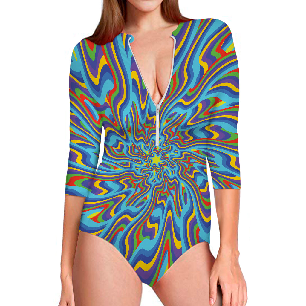 Psychedelic Print Long Sleeve Swimsuit