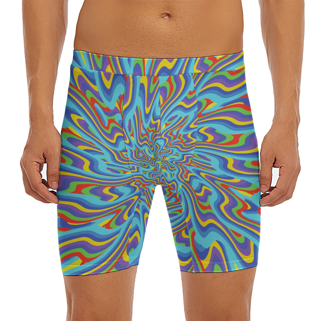 Psychedelic Print Men's Long Boxer Briefs