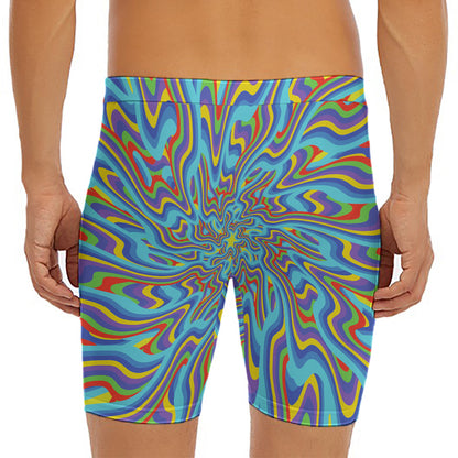 Psychedelic Print Men's Long Boxer Briefs
