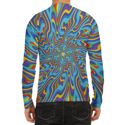Psychedelic Print Men's Long Sleeve Rash Guard