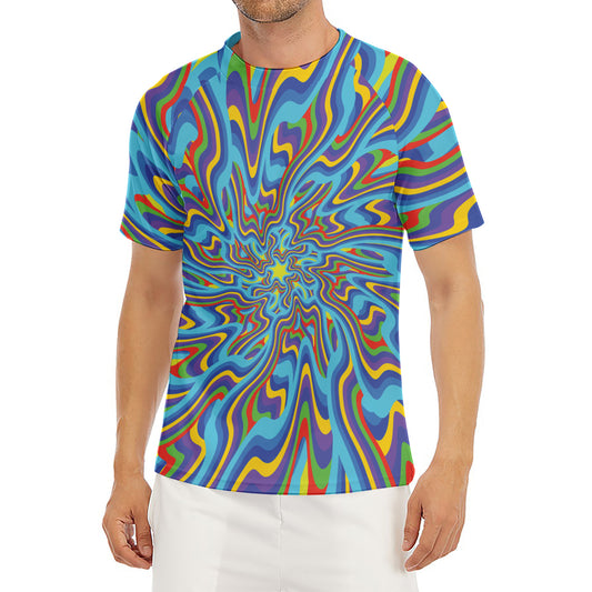 Psychedelic Print Men's Short Sleeve Rash Guard