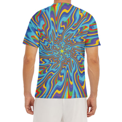Psychedelic Print Men's Short Sleeve Rash Guard